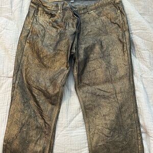 New York & Company Women's Shimmering Gold Cropped Jeans